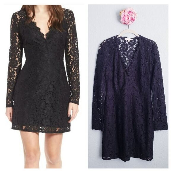 WAYF Black Long Sleeve Lace Say It Out Loud Dress - Picture 1 of 8